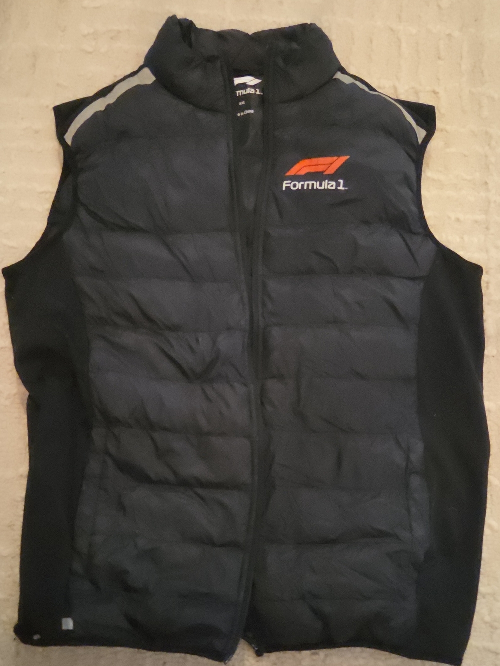 Formula 1 Black Puffer Vest with Orange Logo, XXL